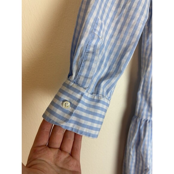 The Shirt Rochelle Behrens S Drop Waist Dress Blue Checkered Plaid Mini Puff - Picture 4 of 6